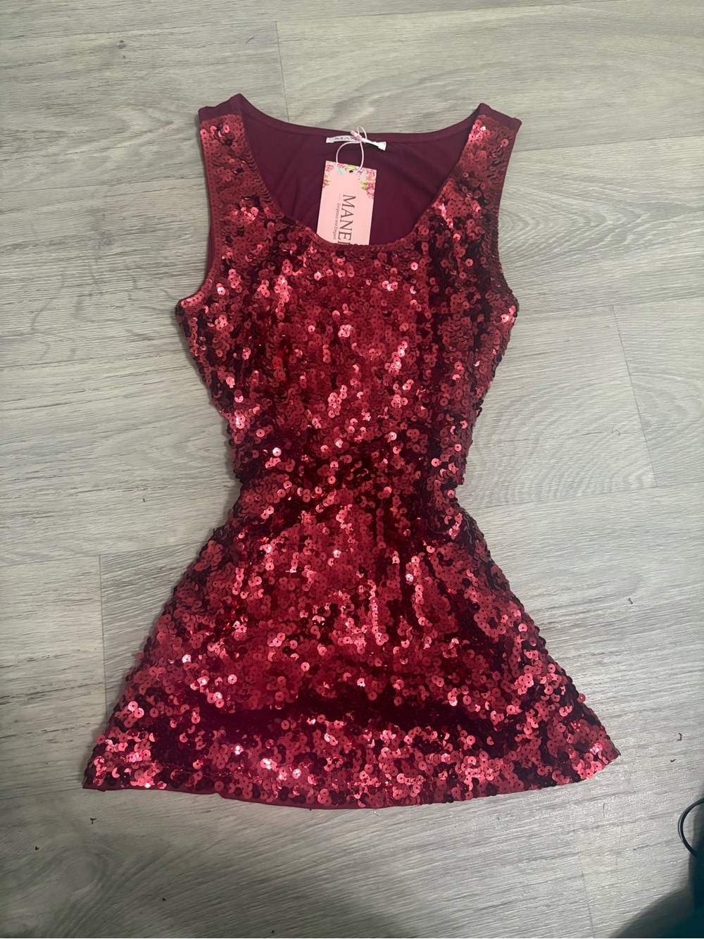 Sparkling Red Sequin Sleeveless Top